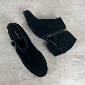 Vionic Women Size 6 Black Serena Suede Ankle Bootie Tassel Causal Orthopedic